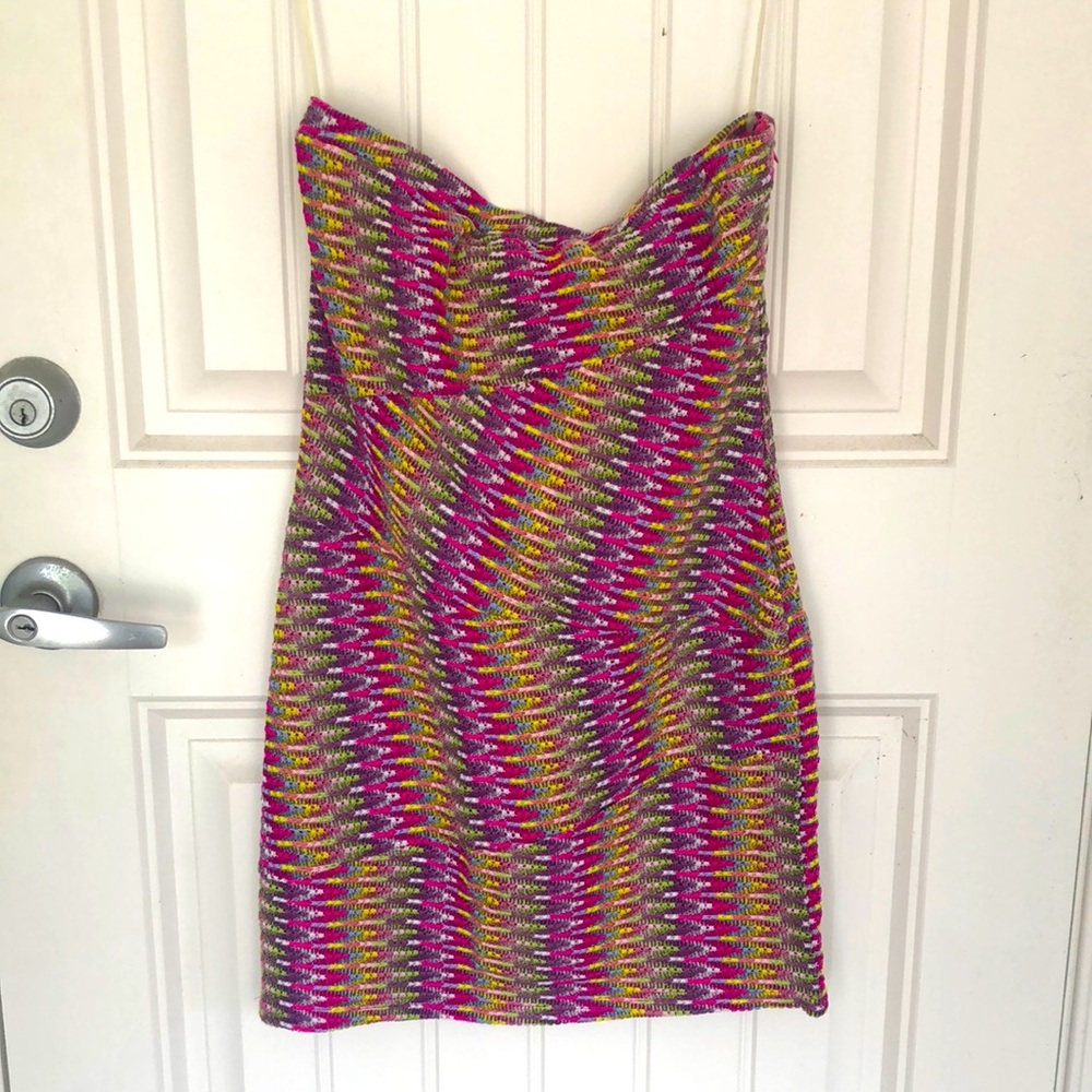 Tube top crochet multicolor dress